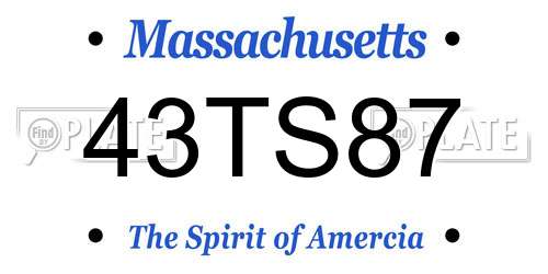 43TS87 Massachusetts License Plate