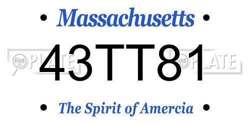 43TT81 Massachusetts License Plate