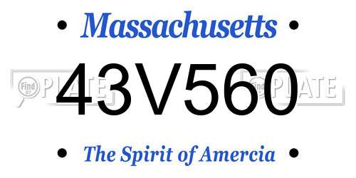43V560 Massachusetts License Plate