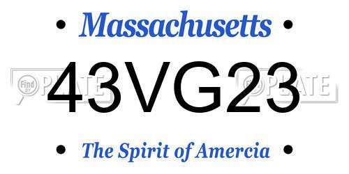 43VG23 Massachusetts License Plate