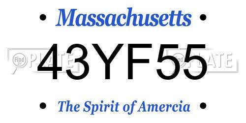 43YF55 Massachusetts License Plate