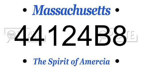 44124B8 Massachusetts License Plate