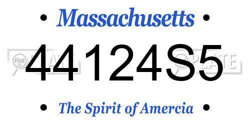 44124S5 Massachusetts License Plate