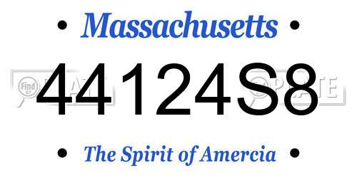 44124S8 Massachusetts License Plate