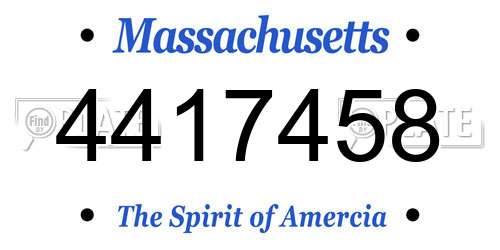 4417458 Massachusetts License Plate