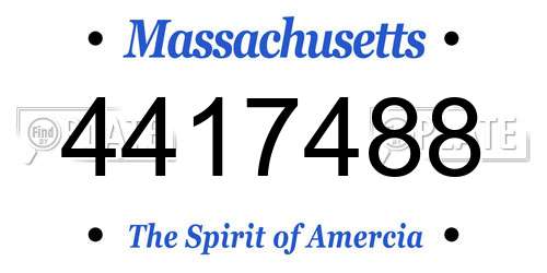 4417488 Massachusetts License Plate