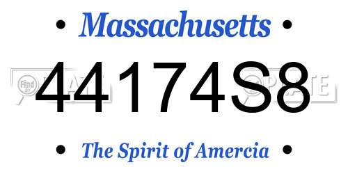 44174S8 Massachusetts License Plate