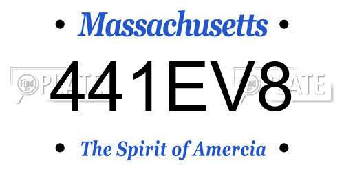 441EV8 Massachusetts License Plate
