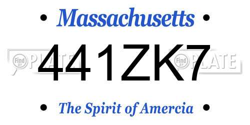 441ZK7 Massachusetts License Plate