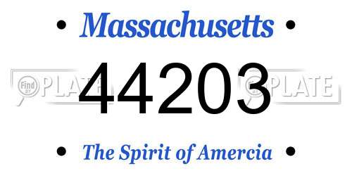 44203 Massachusetts License Plate