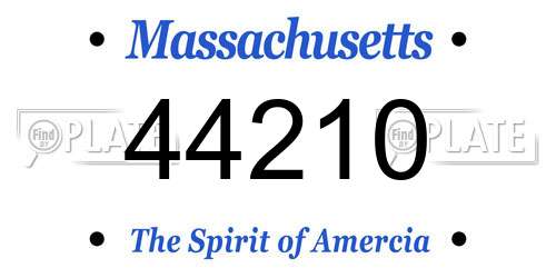 44210 Massachusetts License Plate