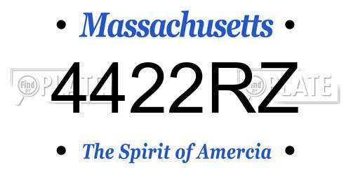 4422RZ Massachusetts License Plate