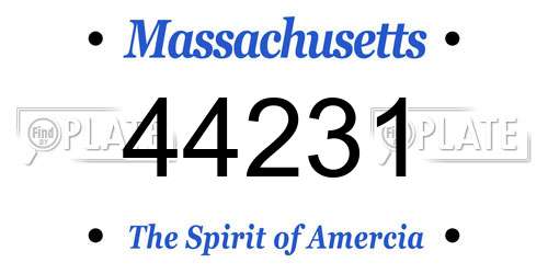 44231 Massachusetts License Plate