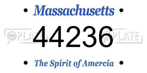 44236 Massachusetts License Plate