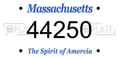 44250 Massachusetts License Plate