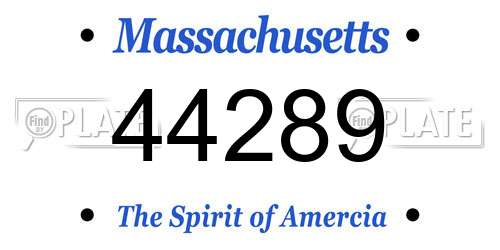 44289 Massachusetts License Plate