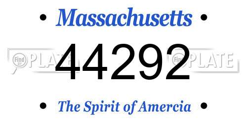 44292 Massachusetts License Plate