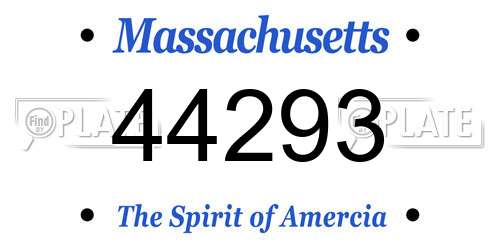 44293 Massachusetts License Plate