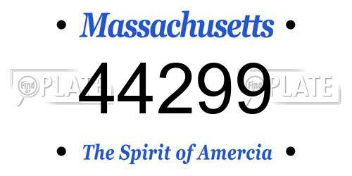 44299 Massachusetts License Plate