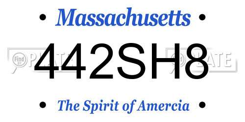442SH8 Massachusetts License Plate
