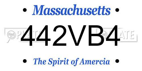 442VB4 Massachusetts License Plate