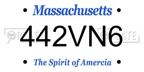 442VN6 Massachusetts License Plate