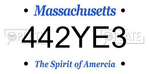 442YE3 Massachusetts License Plate