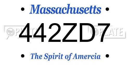 442ZD7 Massachusetts License Plate