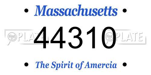 44310 Massachusetts License Plate