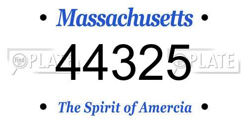 44325 Massachusetts License Plate