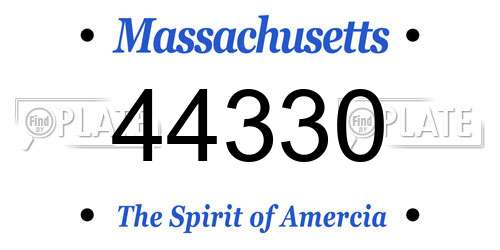 44330 Massachusetts License Plate