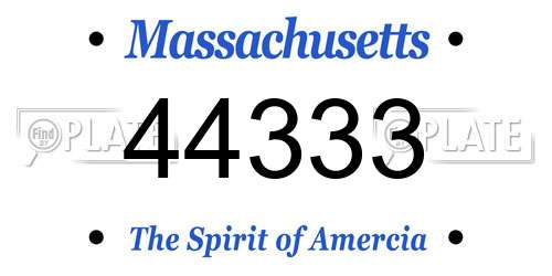 44333 Massachusetts License Plate