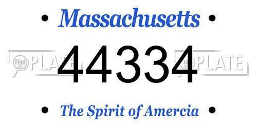 44334 Massachusetts License Plate