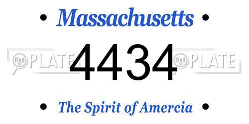 4434 Massachusetts License Plate