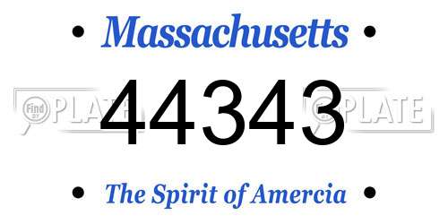 44343 Massachusetts License Plate