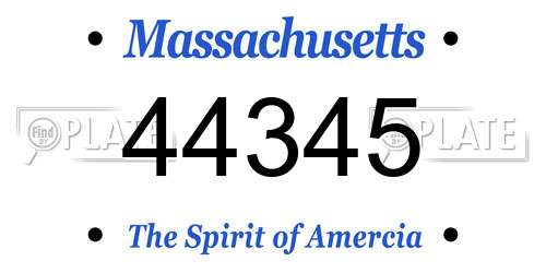 44345 Massachusetts License Plate