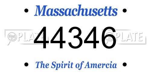 44346 Massachusetts License Plate