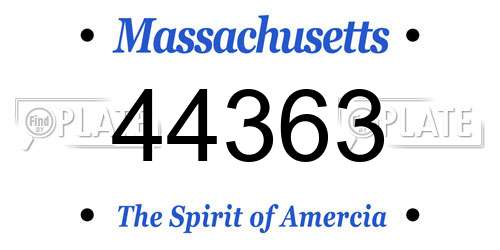 44363 Massachusetts License Plate