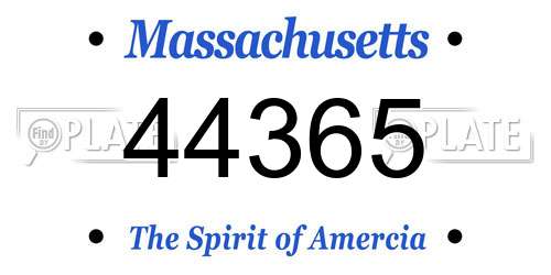 44365 Massachusetts License Plate