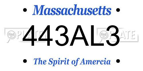 443AL3 Massachusetts License Plate