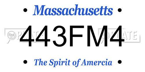 443FM4 Massachusetts License Plate
