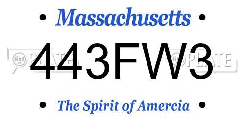 443FW3 Massachusetts License Plate