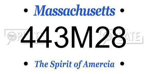 443M28 Massachusetts License Plate