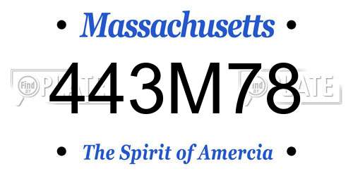 443M78 Massachusetts License Plate