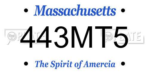 443MT5 Massachusetts License Plate