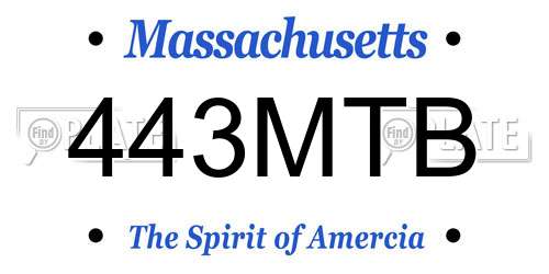 443MTB Massachusetts License Plate
