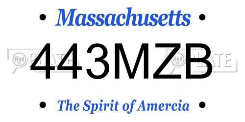 443MZB Massachusetts License Plate