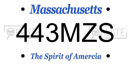 443MZS Massachusetts License Plate