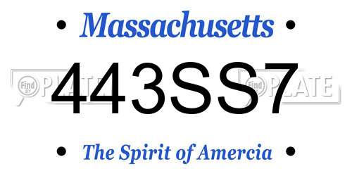 443SS7 Massachusetts License Plate