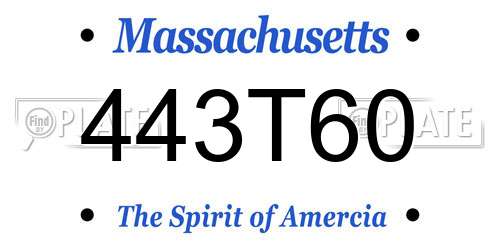 443T60 Massachusetts License Plate